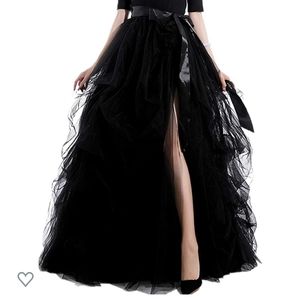 plus size,  long black tulle skirt